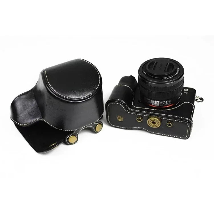 Estojo de Couro PU para Câmara de Corpo Inteiro para Sony LCE-7C / Alpha 7C / A7C 28-60mm / Lente 40.5mm, Para Sony A7C