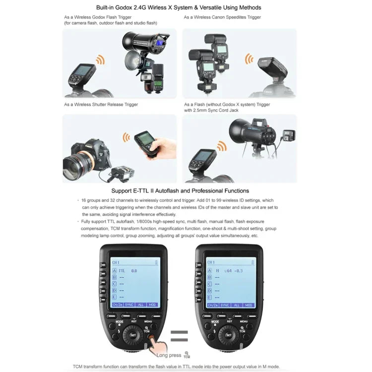 Godox Xpro-F Disparador de Flash TTL Sem Fios para FUJIFILM, Xpro-F para FUJIFILM