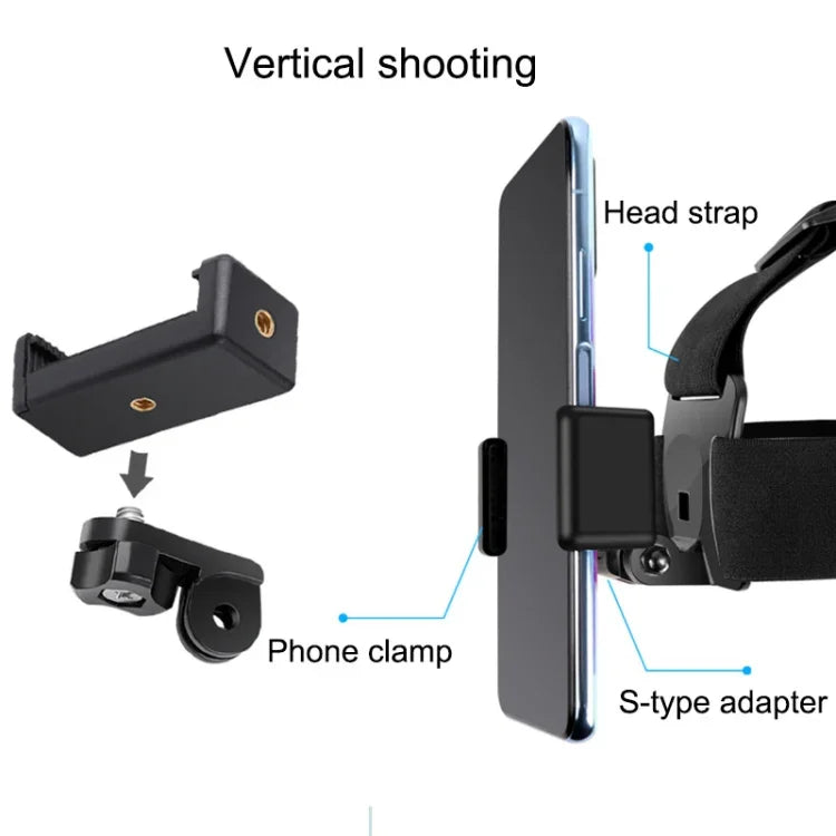 Correia Elástica Ajustável para Montagem na Cabeça com Suporte para Telemóvel, Parafuso e Adaptador em S para GoPro HERO10 Black / HERO9 Black /8 /7 /6 /5, Xiaoyi e Outras Câmaras de Ação, Smartphones