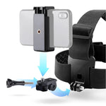 Correia Elástica Ajustável para Montagem na Cabeça com Suporte para Telemóvel, Parafuso e Adaptador em S para GoPro HERO10 Black / HERO9 Black /8 /7 /6 /5, Xiaoyi e Outras Câmaras de Ação, Smartphones
