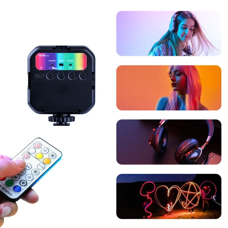 MJ88 Luz de Preenchimento de Beleza de Cor Completa 3000-7000K+RGB Portátil para Fotografia e Streaming com Controlo Remoto, MJ88