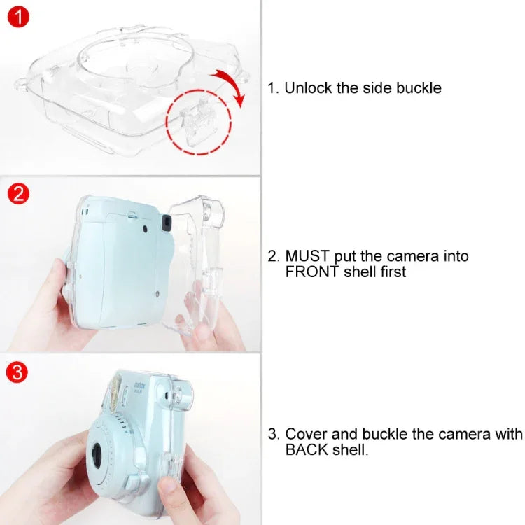 Capa Protetora de Cristal com Alça para FUJIFILM instax mini 9 / mini 8+ / mini 8, Para FUJIFILM instax mini 9