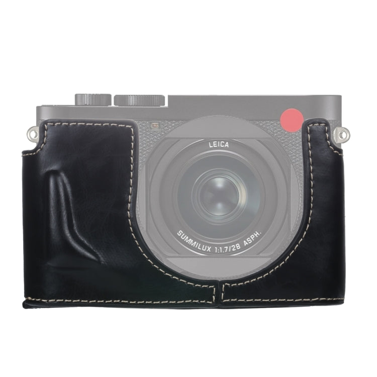 Base de Estojo Metade para Câmara em Pele PU com Rosca de 1/4 polegadas para Leica Q2, Para Leica Q2