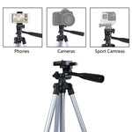 Tripé Dobrável de Liga de Alumínio de 4 Secções com Cabeça Tridimensional de 130cm, L-3130 Prateado, L-3130 Preto, L-3130 Dourado Champanhe