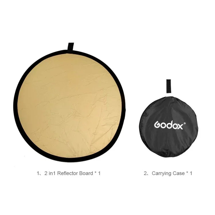 Refletor Dobrável Redondo Godox FT01 80cm 2 em 1 Ouro / Prata, 80cm