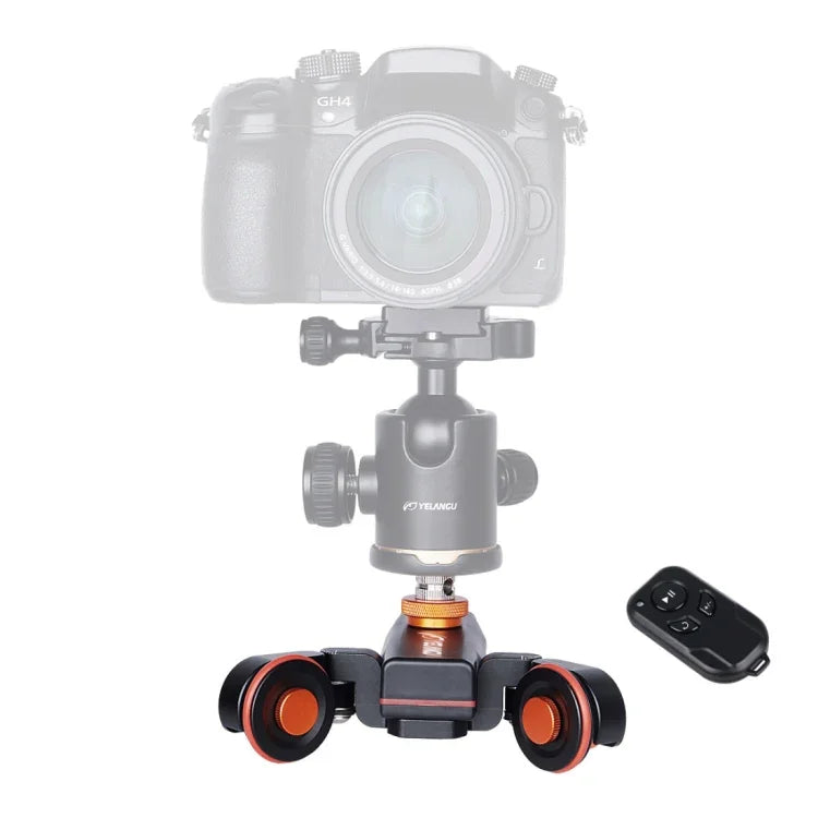 Carro Dolly de Roda para Câmara YELANGU L4X II com Carril Elétrico Deslizante, 3 Rodas, Polia de Vídeo com Controlo Remoto para DSLR / Câmaras DV Domésticas, GoPro, Smartphones, Carga: 3kg, Carro Dolly L4X Preto