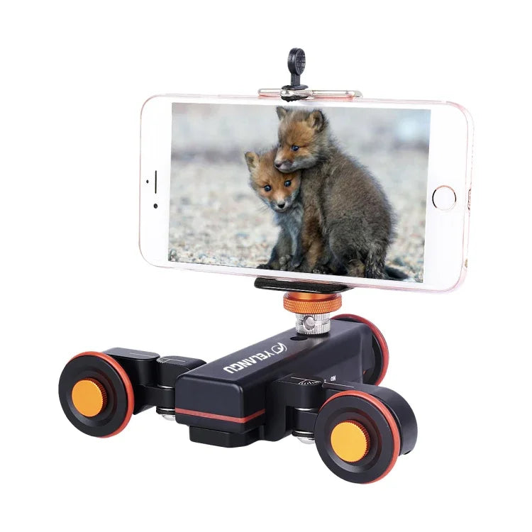 Carro Dolly de Roda para Câmara YELANGU L4X II com Carril Elétrico Deslizante, 3 Rodas, Polia de Vídeo com Controlo Remoto para DSLR / Câmaras DV Domésticas, GoPro, Smartphones, Carga: 3kg, Carro Dolly L4X Preto