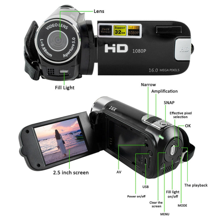 Câmara DV de Viagem e Casa com Zoom Digital 16X HD 16 Megapixels, Plugue AU, Plugue AU