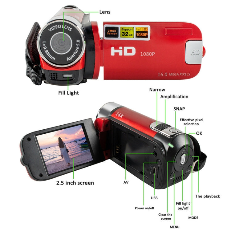Câmara DV de Viagem e Casa com Zoom Digital 16X HD 16 Megapixels, Plugue AU, Plugue AU