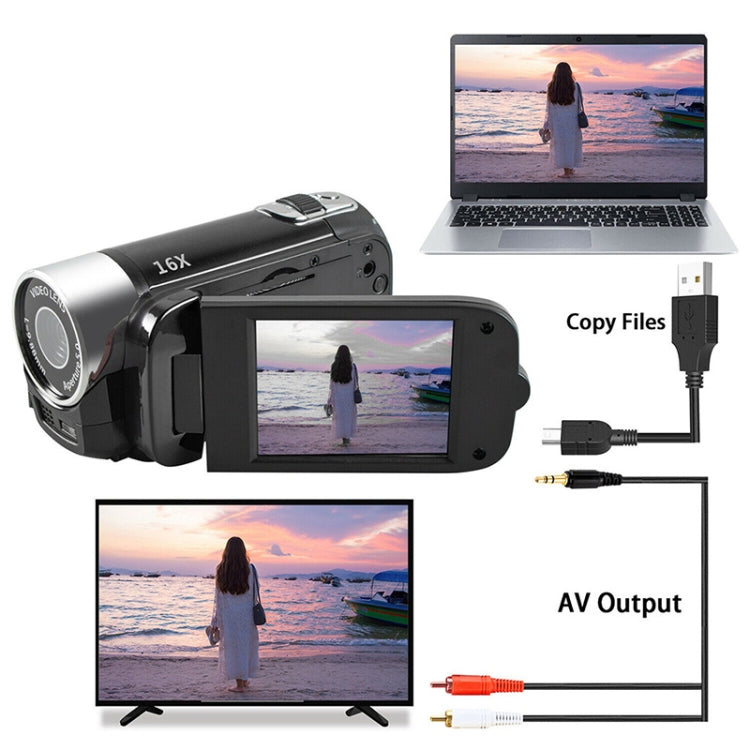 Câmara DV de Viagem Doméstica HD com Zoom Digital 16X, 16 Milhões de Pixels, Plugue UE