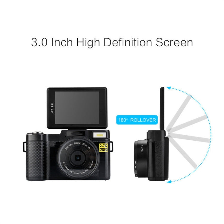 Câmara Vlog R2 2.7K com Zoom Digital 4X e Ecrã Flip de 3.0 polegadas