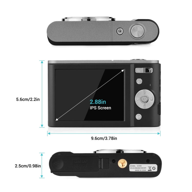 Câmara Digital DC302 2,88 polegadas 44MP Zoom 16X 2.7K Full HD Câmara Cartão para Crianças, Ficha US, DC302, Ficha US