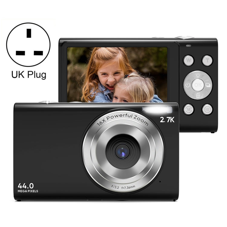 Câmara Digital DC402 2,4 polegadas 44MP Zoom 16X 2.7K Full HD Câmara Cartão para Crianças, Ficha UK, Ficha UK