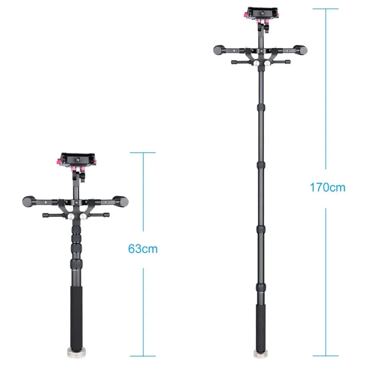 YELANGU S300 Rig Multifuncional 4 em 1 + Rig de Ombro Duplo Manual + Monopé + Estabilizador para Câmaras / Câmaras SLR, Intervalo de Altura: 63cm-170cm, YELANGU S300