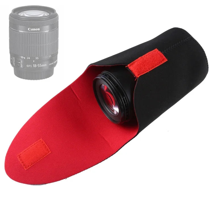 Bolsa de Armazenamento para Lentes de Câmara SLR em Neoprene Amortecedor e Reforçada, Diâmetro: 80mm, Altura: 130mm, Diâmetro: 80mm, Altura: 130mm