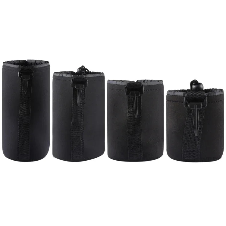4 Peças de Bolsa de Transporte para Lentes de Câmara SLR em Neopreno com Mosquetão, Tamanhos: 10x22cm, 10x14cm, 10x18cm, 8x10cm, 4 Tamanhos