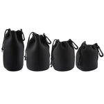 4 Peças de Bolsa de Transporte para Lentes de Câmara SLR em Neopreno com Mosquetão, Tamanhos: 10x22cm, 10x14cm, 10x18cm, 8x10cm, 4 Tamanhos