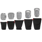 Pacote de Lentes para Câmara SLR 5 em 1 Bolsa de Armazenamento de Lentes em Neoprene Espesso e Anti-Choque com Dedução Adesiva, 5 em 1