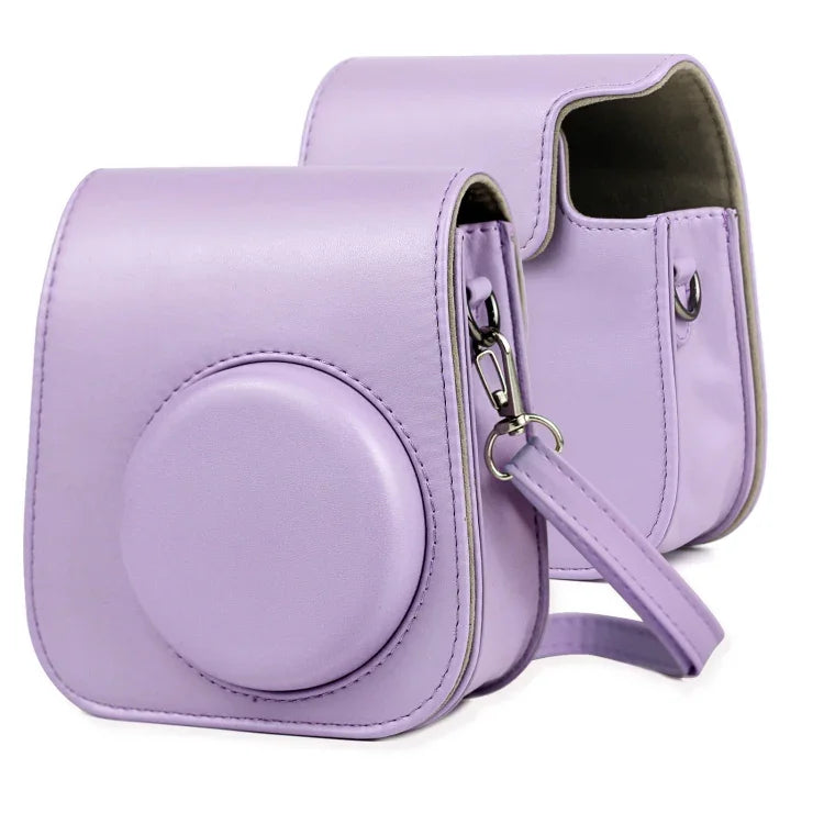 Bolsa de Câmara em Pele de Corpo Inteiro com Correia de Ombro para FUJIFILM Instax mini 11, Roxo