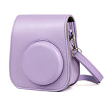 Bolsa de Câmara em Pele de Corpo Inteiro com Correia de Ombro para FUJIFILM Instax mini 11, Roxo