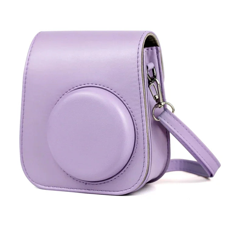 Bolsa de Câmara em Pele de Corpo Inteiro com Correia de Ombro para FUJIFILM Instax mini 11, Roxo