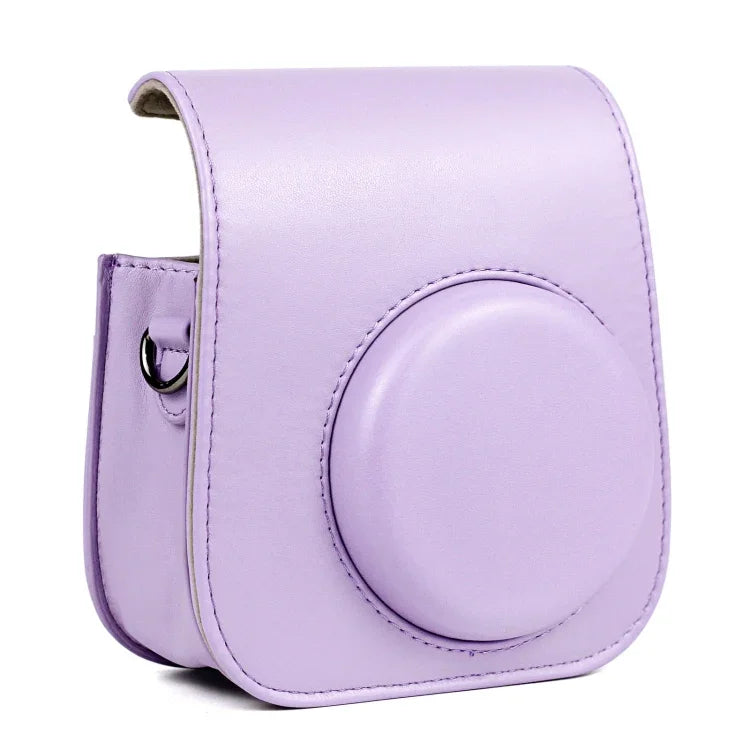 Bolsa de Câmara em Pele de Corpo Inteiro com Correia de Ombro para FUJIFILM Instax mini 11, Roxo