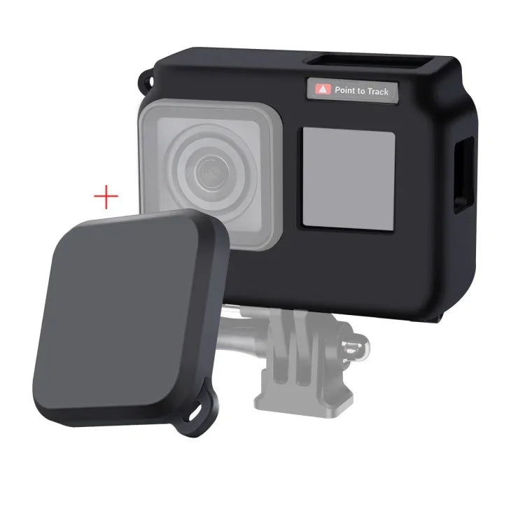 Para Insta360 One R 4K com Estrutura Capa Protetora de Silicone Amortecedora com Tampa para Lente, Estojo 4K + Tampa para Lente