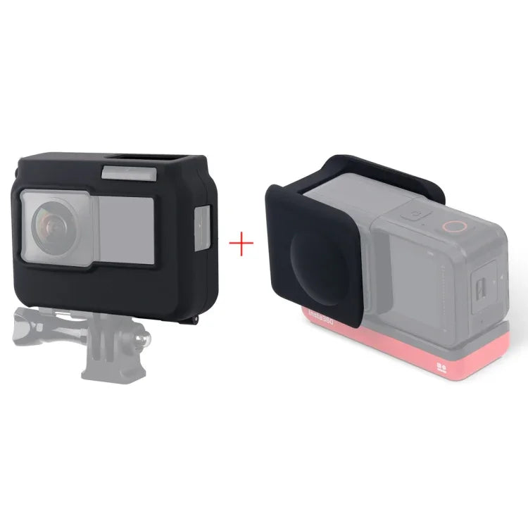 Para Insta360 One R Câmara Panorâmica com Estrutura Capa Protetora de Silicone Amortecedora com Tampa para Lente, Estojo Panorâmico + Tampa para Lente