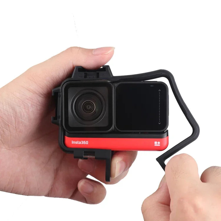 Cage Protetor com Estrutura Plástica com Adaptador de Base para Tripé & Parafuso Longo & Base Cold Shoe para Insta360 One R, Estrutura Cold Shoe