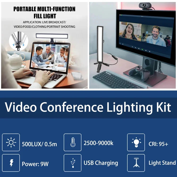 Luz LED USB para Vídeo ao Vivo LUXCeO WS66 2500K-9000K Bicolor para Portátil, Luz de Preenchimento para Conferências, WS66