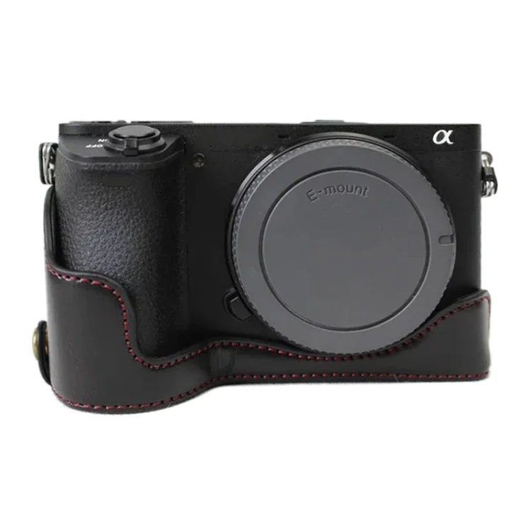 Base de Estojo Metade para Câmara em Pele PU com Rosca de 1/4 polegada para Sony ILCE-A6500 / A6500, Para Sony ILCE-A6500 / A6500