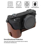Base de Estojo Metade para Câmara em Pele PU com Rosca de 1/4 polegada para Sony ILCE-A6500 / A6500, Para Sony ILCE-A6500 / A6500