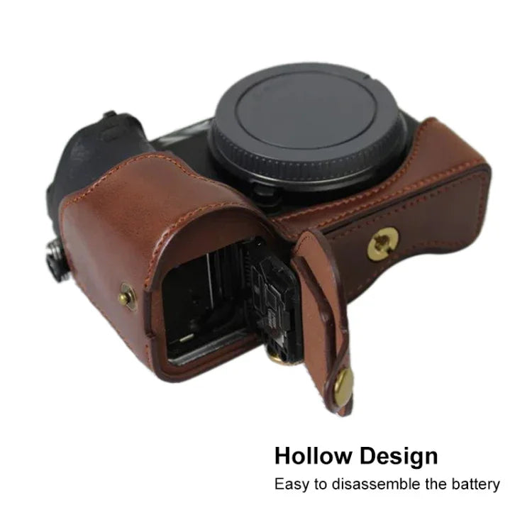 Base de Estojo Metade para Câmara em Pele PU com Rosca de 1/4 polegada para Sony ILCE-A6500 / A6500, Para Sony ILCE-A6500 / A6500