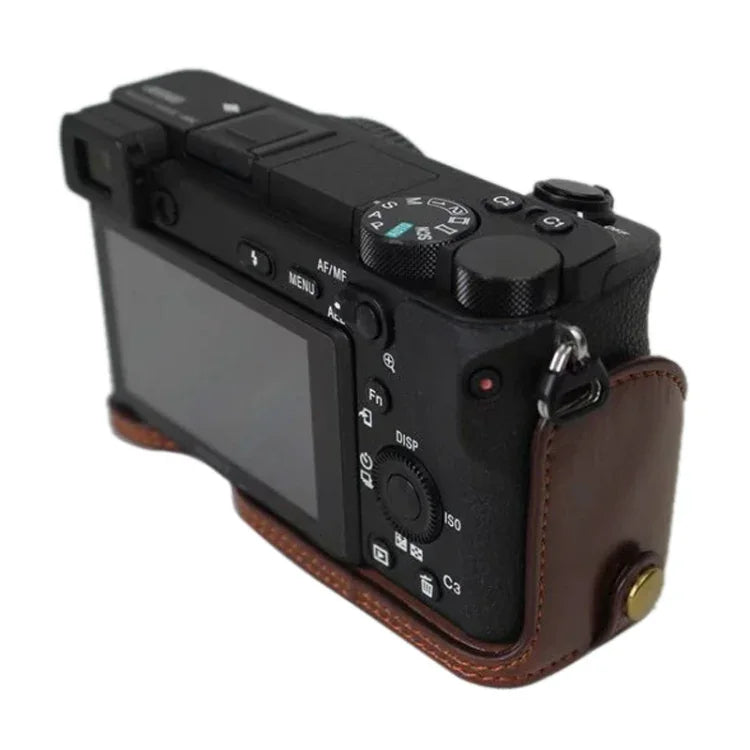 Base de Estojo Metade para Câmara em Pele PU com Rosca de 1/4 polegada para Sony ILCE-A6500 / A6500, Para Sony ILCE-A6500 / A6500