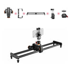 YELANGU L60E Trilho Deslizante de 60cm + Dolly de Vídeo L4 de 3 Rodas com Abraçadeira para Telemóvel & Cabeça de Bola, L60E+L4X+PC03+T1
