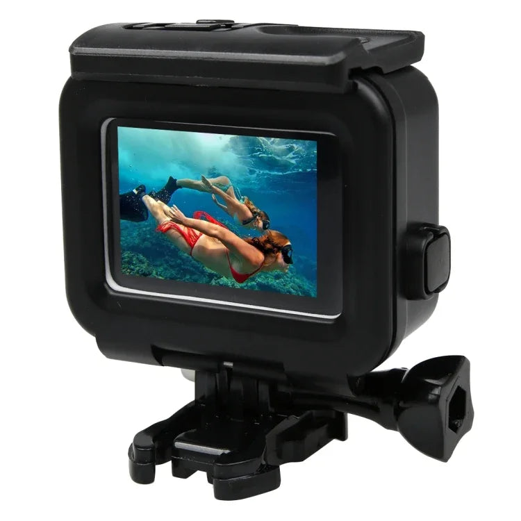 2 em 1 para GoPro HERO5 Tampa Traseira Ecrã Tátil + Estojo Protetor Subaquático 45m (Não é Preciso Desmontar a Lente Quando Instalado) com Fecho Montagem Básica & Parafuso Guia, Não é Preciso Desmontar a Lente