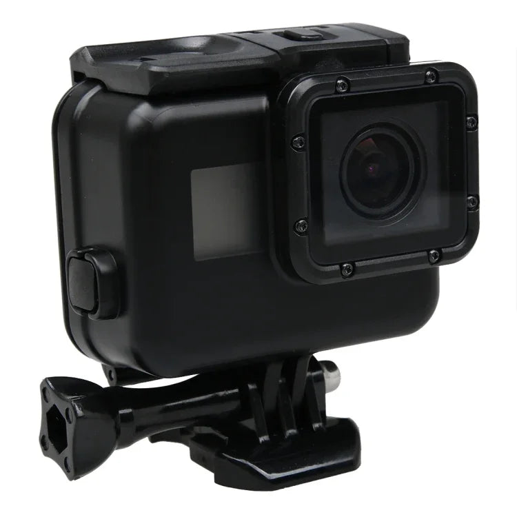 2 em 1 para GoPro HERO6 /5 Tampa Traseira Ecrã Tátil + Estojo Protetor Subaquático 45m (É Preciso Desmontar a Lente Quando Instalado) com Fecho Montagem Básica & Parafuso Guia, É Preciso Desmontar a Lente