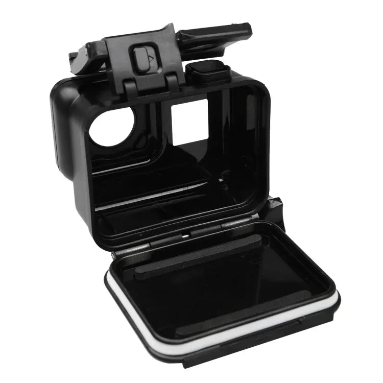 2 em 1 para GoPro HERO6 /5 Tampa Traseira Ecrã Tátil + Estojo Protetor Subaquático 45m (É Preciso Desmontar a Lente Quando Instalado) com Fecho Montagem Básica & Parafuso Guia, É Preciso Desmontar a Lente