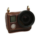 Para GoPro HERO4 Estojo Protetor de Couro Genuíno Textura Litchi com Correia, Textura Litchi (Castanho)