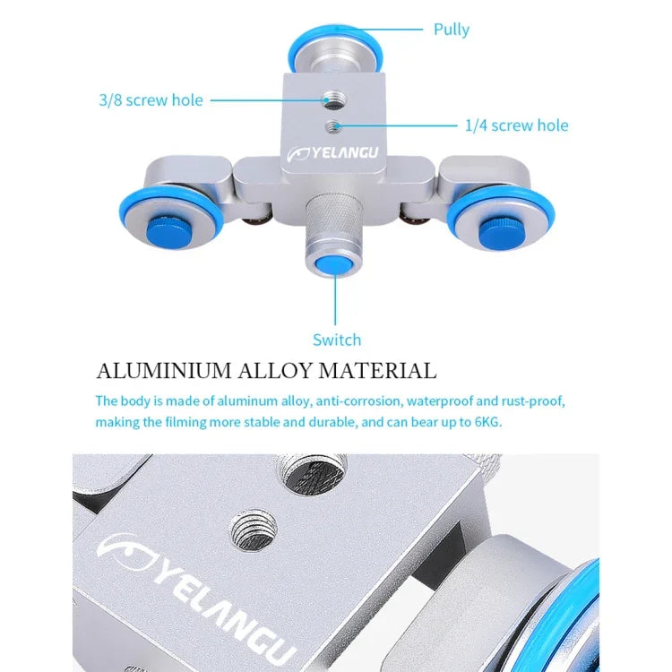 Carro Deslizante Elétrico com Rodas para Câmara YELANGU L3 Autodolly, Carga: 6kg, Autodolly L3