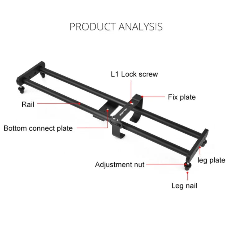 Carril Deslizante para Câmara YELANGU L50E 60cm com Carrinho Dolly L5i