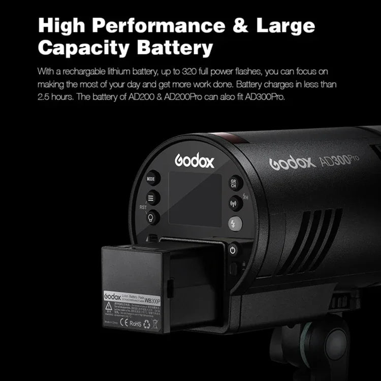 Kit de Flash Portátil Godox AD300 Pro 300Ws TTL HSS para Exterior, AD300 Pro