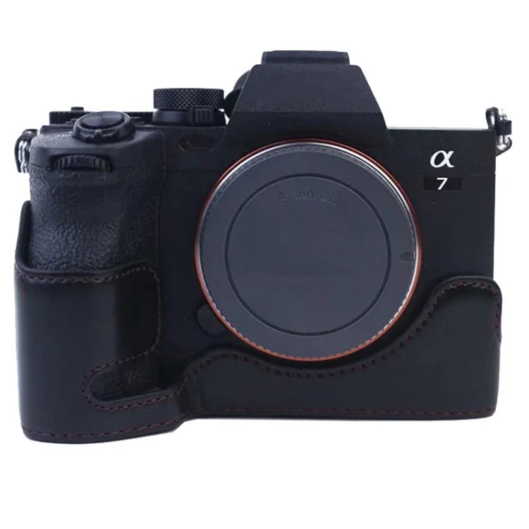 Base de Meia Capa para Câmara em Pele PU com Rosca 1/4 polegada para Sony A7 IV, Para Sony A7 IV
