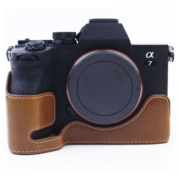 Base de Meia Capa para Câmara em Pele PU com Rosca 1/4 polegada para Sony A7 IV, Para Sony A7 IV