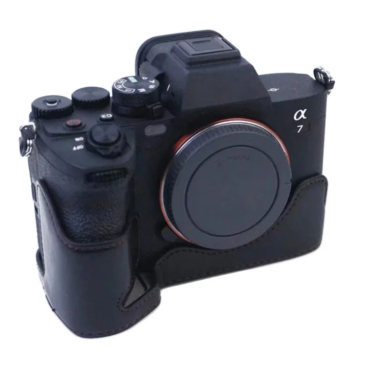 Base de Meia Capa para Câmara em Pele PU com Rosca 1/4 polegada para Sony A7 IV, Para Sony A7 IV