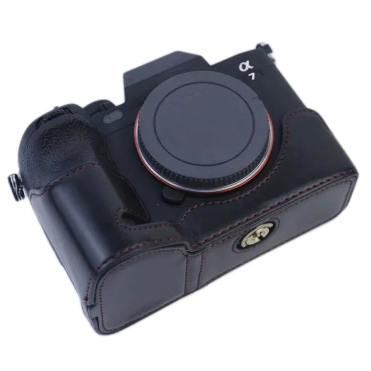 Base de Meia Capa para Câmara em Pele PU com Rosca 1/4 polegada para Sony A7 IV, Para Sony A7 IV