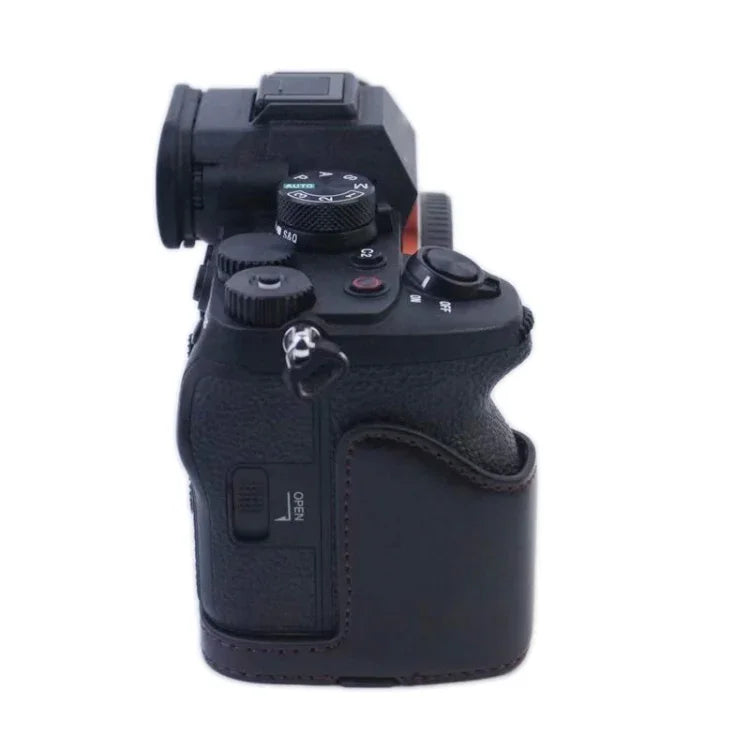 Base de Meia Capa para Câmara em Pele PU com Rosca 1/4 polegada para Sony A7 IV, Para Sony A7 IV