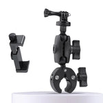 Suporte Ajustável para Câmara de Ação com Rotação 360 para Guiador de Bicicleta ou Motociclo com Presilha para Telemóvel, Versão Standard com Presilha para Telemóvel