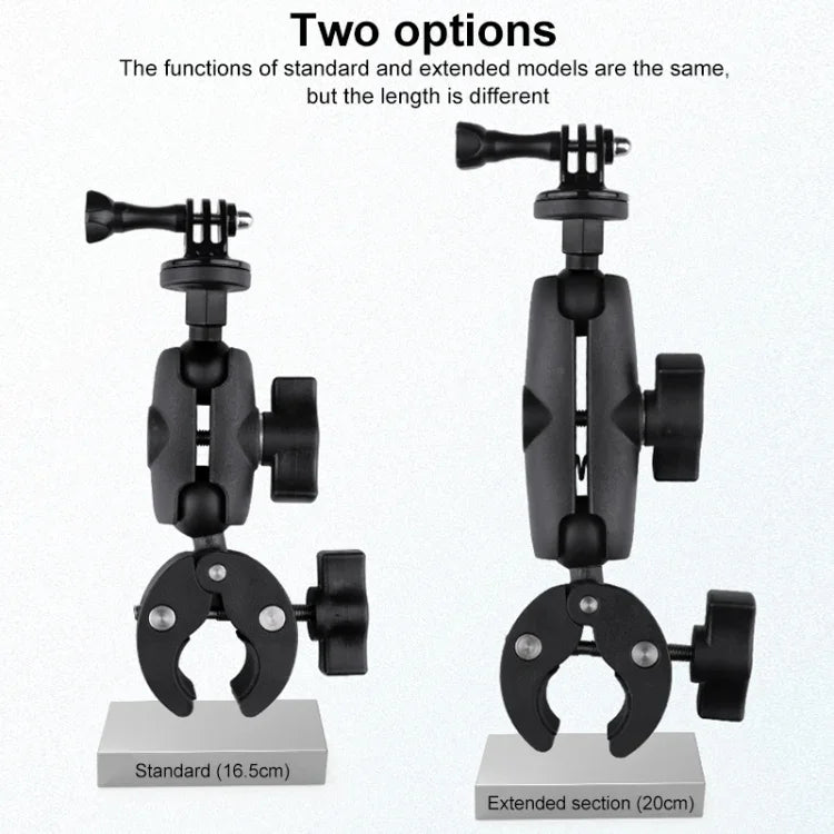 Suporte Ajustável para Câmara de Ação com Rotação 360 para Guiador de Bicicleta ou Motociclo com Presilha para Telemóvel, Versão Standard com Presilha para Telemóvel
