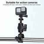 Suporte Ajustável para Câmara de Ação com Rotação 360 para Guiador de Bicicleta ou Motociclo com Presilha para Telemóvel, Versão Standard com Presilha para Telemóvel